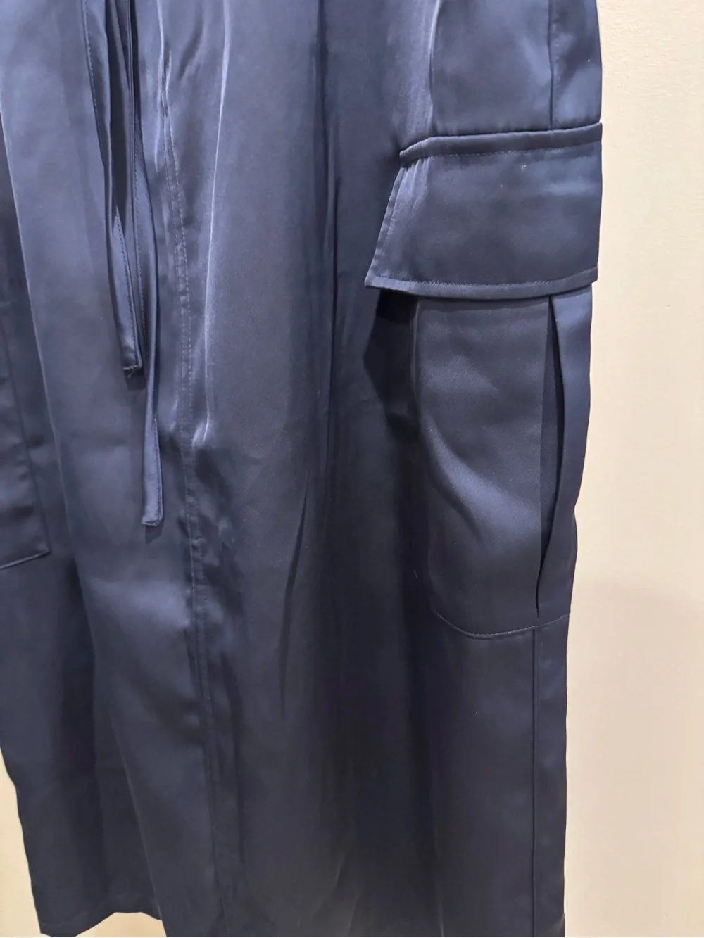 Banana Republic Womens Navy Blue Cargo Maxi Skirt - Satin Like Fabric Size Med